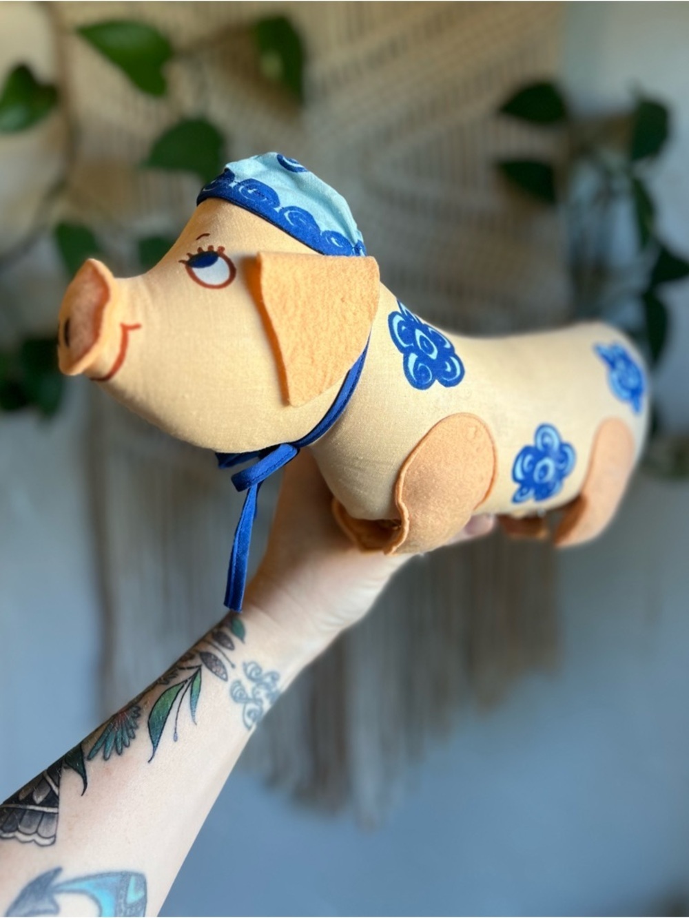 Vintage Mama Pig Plush with Baby Piglets Inside Zipper Belly Cottagecore Toy - Picture 11 of 11